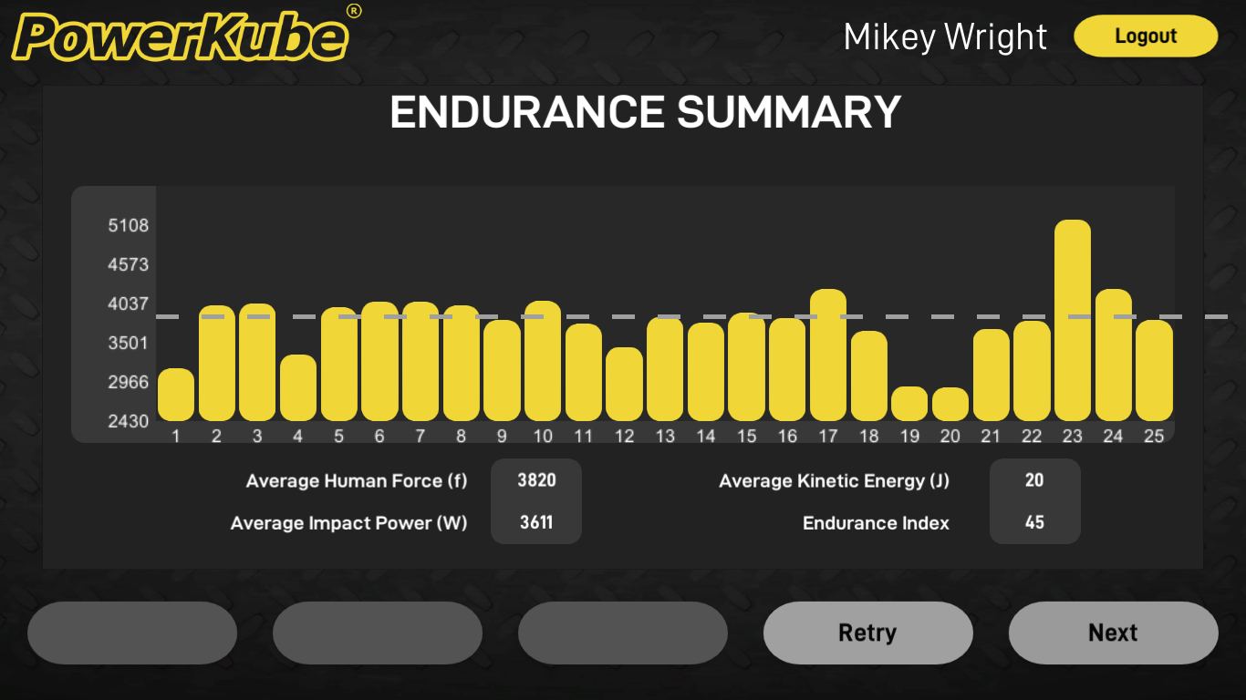 endurance gauge for smart punching bag