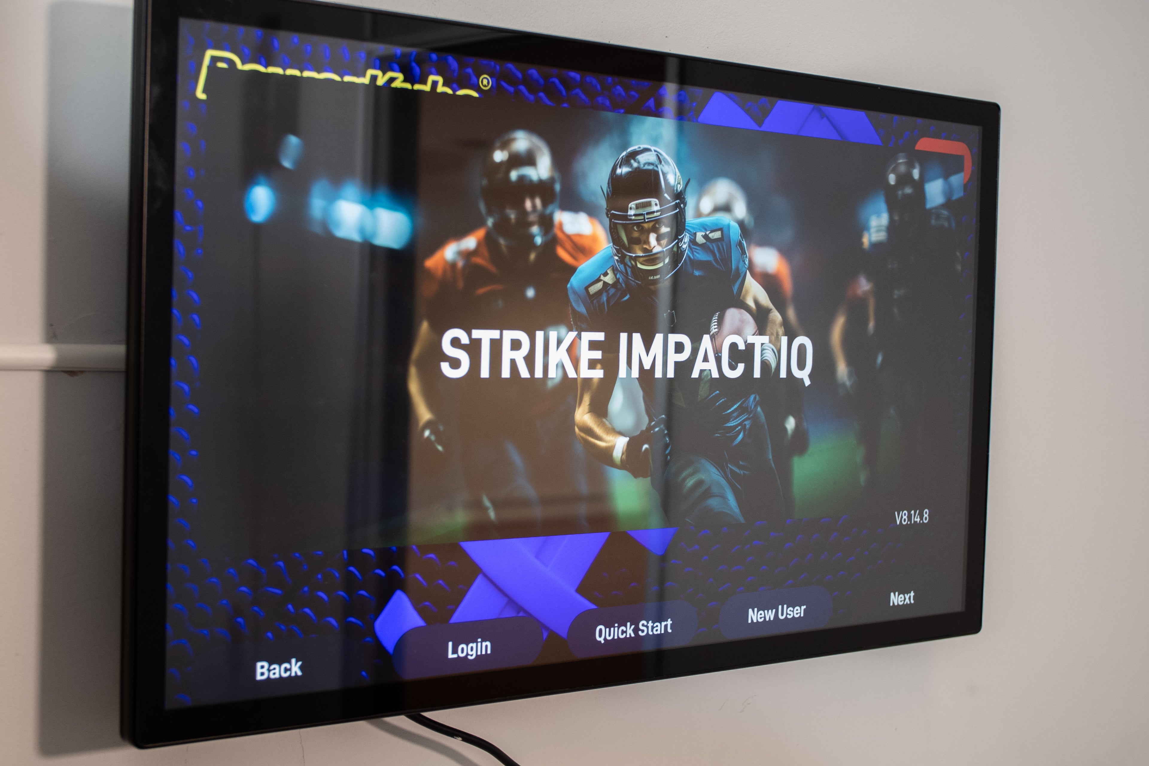 Smart tackling sled startup screen
