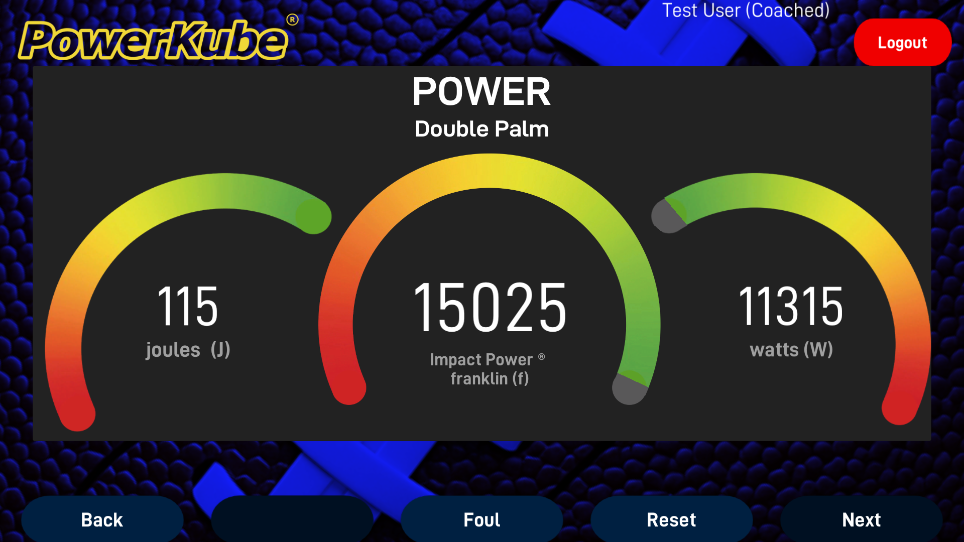 Smart tackling sled power dashboard